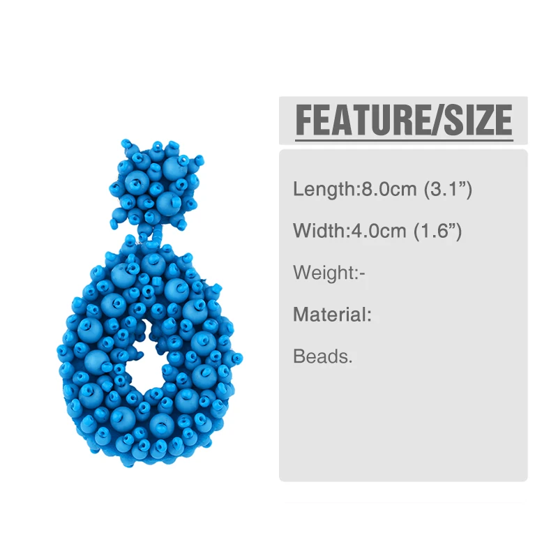 FLOLA  Bohemia Drop Beads Earrings Woman Statement Handmade Beaded Earrings Dangle Bohemian Jewelry Big Pendientes ersp67