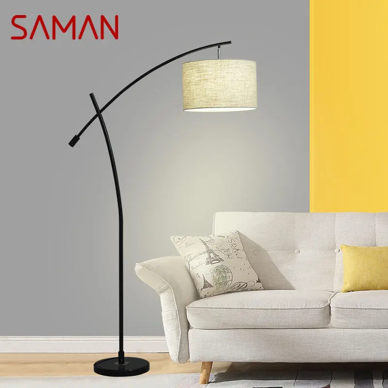 

SAMAN Nordic Floor Lamp LED Modern Fashion Simple Vintage Standing Lights Sofa Decor for Home Living Room Bedroom