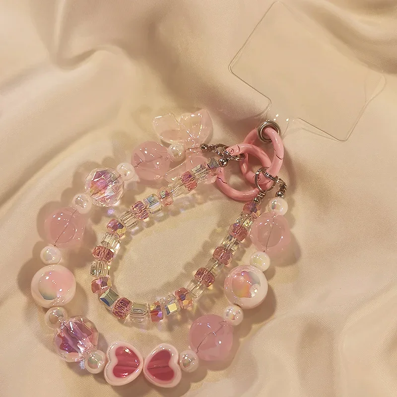 

Короткая стильная цепочка на запястье, ремешок ручной работы с бисером и бантом, квадратная цепочка с кристаллами и бусинами, женская подвеска с двойной цепочкой