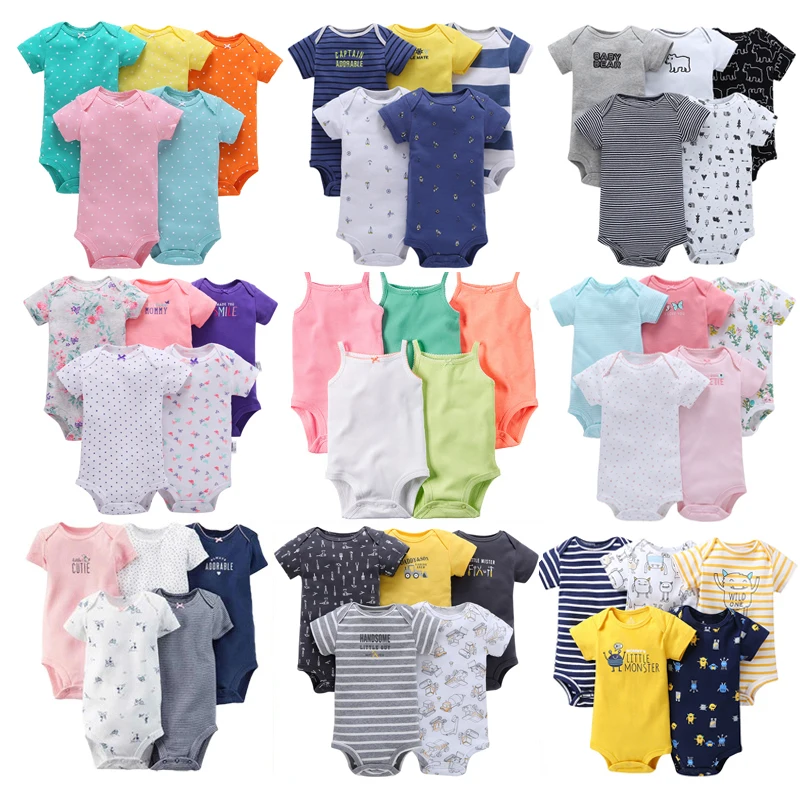 5pcs/lot Newborn Baby Bodysuit Short Sleeve Infant Jumpsuit Short Sleeve Cotton Overalls Newborn Infant Jumpsuit Kids Baby Roup