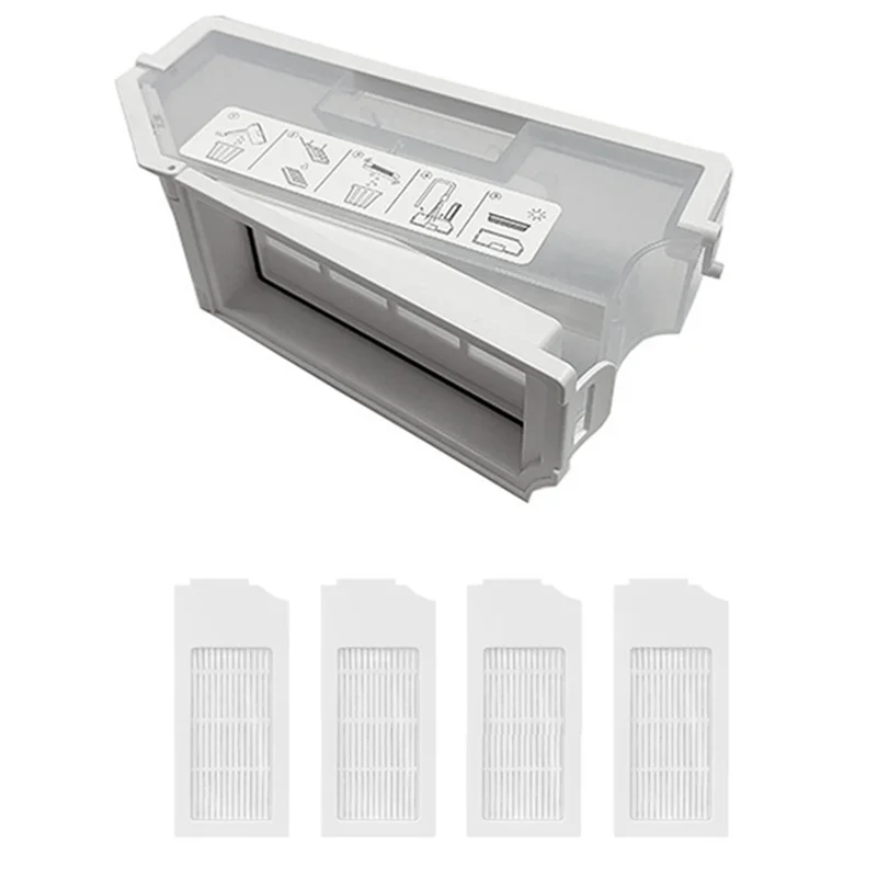 FORC-Dust Box With 4 Replacement Filters For Ecovacs N20 Plus, N20 Pro Plus Robot Vacuum Cleaners Accessory