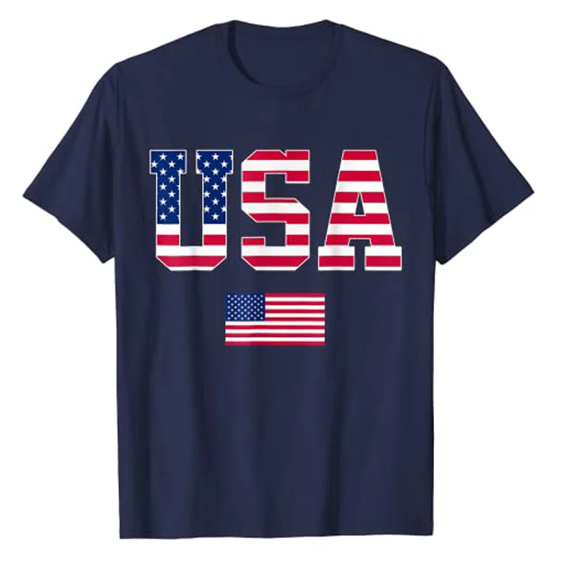 USA T-Shirt Women Men Patriotic US Flag 4th of July Apparel American Proud Graphic Tee Top Independence Day Clothes Novelty Gift