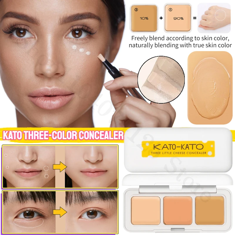 

KATO Three-color Concealer Waterproof and Sweat-proof Concealer for Dark Circles and Acne Marks Long-lasting Concealer