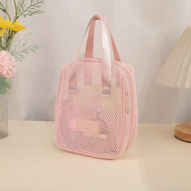 

Mesh Makeup Toiletry Storage Bag Handbags Portable Travel Washing Body Shower Tools Organizer Hanging Cosmetic Organizer Pouch