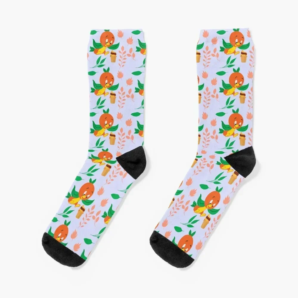 Orange Bird and Citrus Swirl Socks anime hiphop Ladies Socks Men's