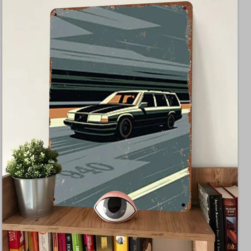 Vintage Car Highway Landscape Custom Metal Wall Art Home Decor Living Room Bedroom Hanging Decoration