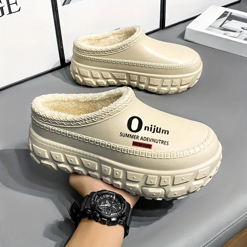 

Мужские и женские зимние сандалии без шнуровки, теплая обувь на толстой подошве с меховой подкладкой для пар