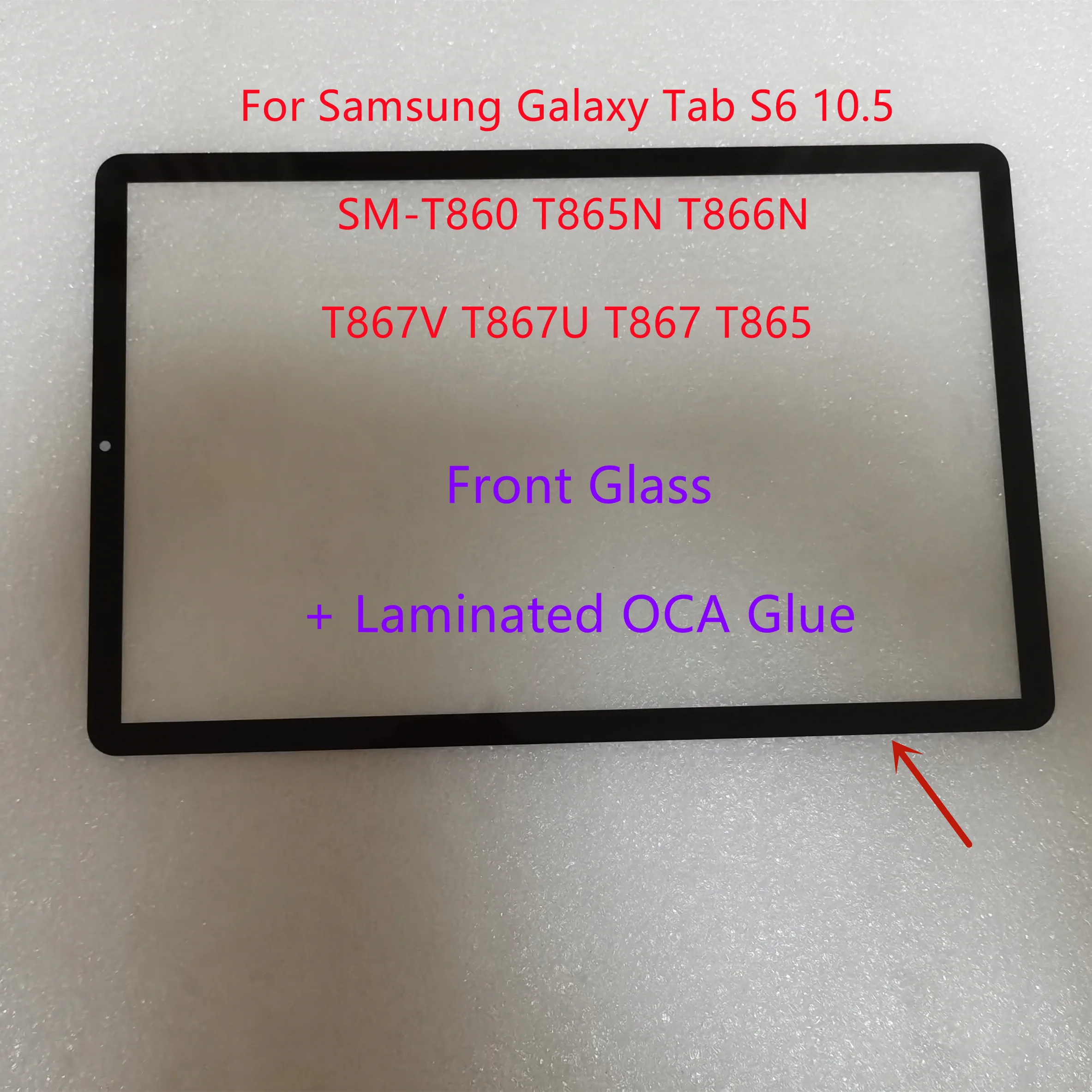 New For Samsung Galaxy Tab S6 10.5 SM-T860 T865 T865N T866N T867V T867U T867 Front Glass Touch Screen LCD Outer Panel +OCA Glue