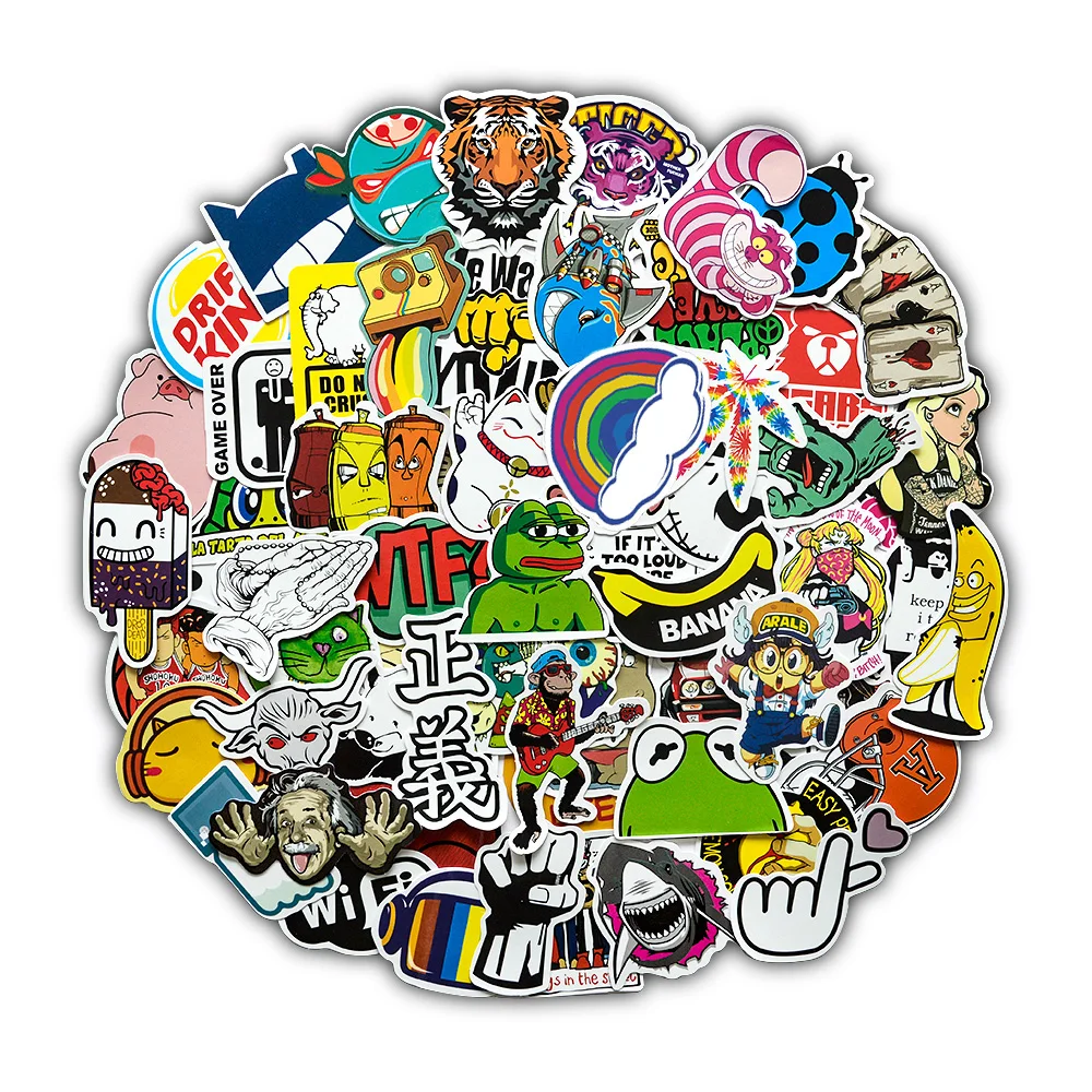 50 Stück coole zufällige Aufkleber für Laptop, Gepäck, Wasserflasche, Auto, Fahrrad, Motorrad, Kinder, Graffiti, Vinyl-Aufkleber, Bombe, JDM-Aufkleber