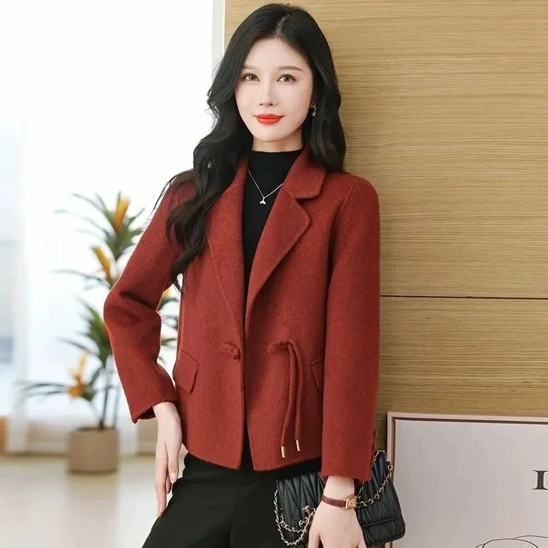 2026 Autumn Winter New Temperament Small Fragrant Style Woolen Coat Women's Short Woolen Blended Suit Jacket Female Outerwear