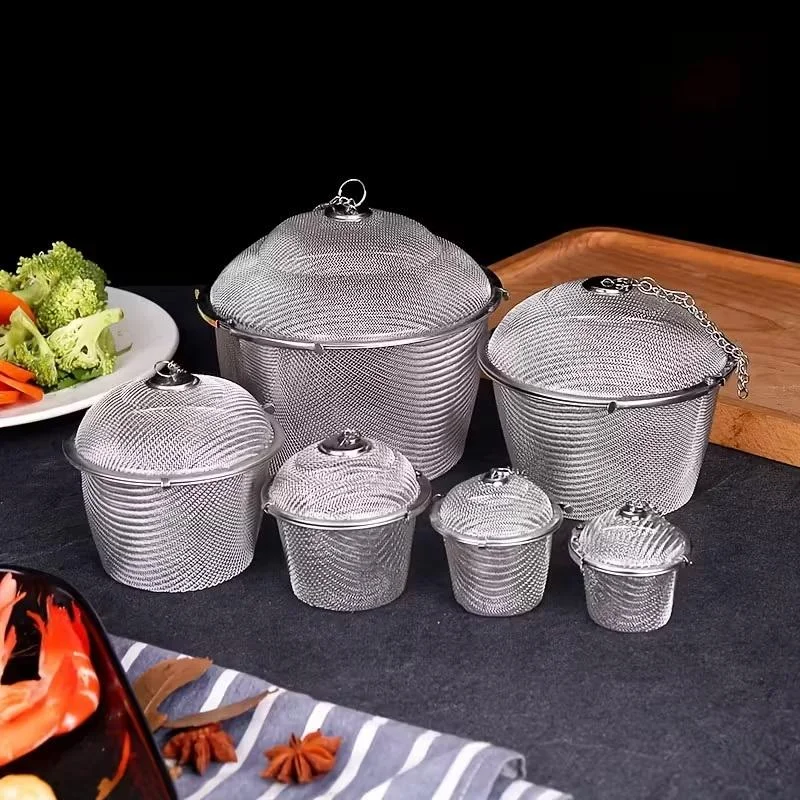 Tea Coffee Stew Spice Soup Herbal Sieve Infuser Reusable Stainless Steel Seasoning Bag Ball Filter Sachet With Chain〔CC11〕