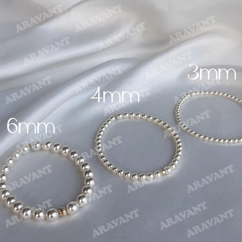 Aravant 925 Silver 3mm/4mm/6mm/8mm Pearl Bracelets Chains For Women Wedding Fashion Jewelry