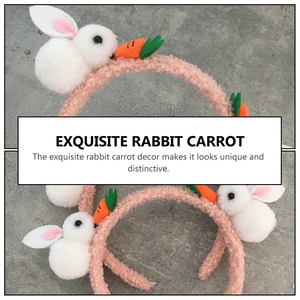 

2Pcs Rabbit Carrot Hair Hoop Kids Easter Party Headband Decorative Hairband Funny Party Supply Easter Headband