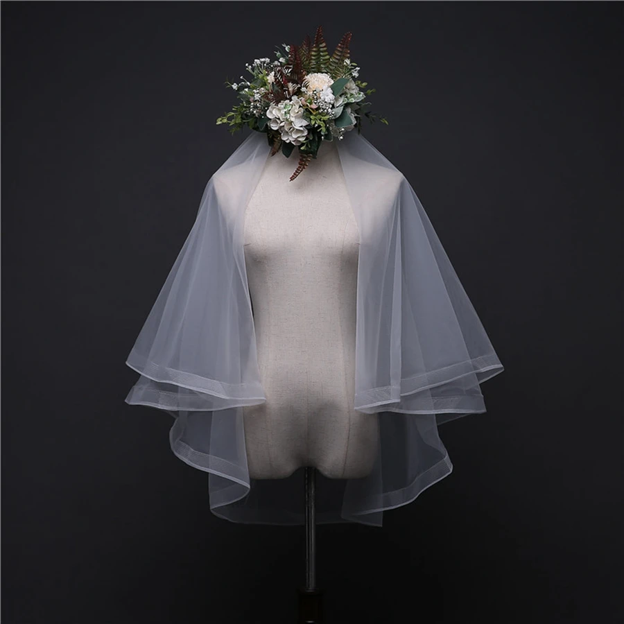 New Arrival Two Layers Short Bridal Veil 2023 Velos de novia Bride wedding accessories Sexy wedding veils for bride velo novia