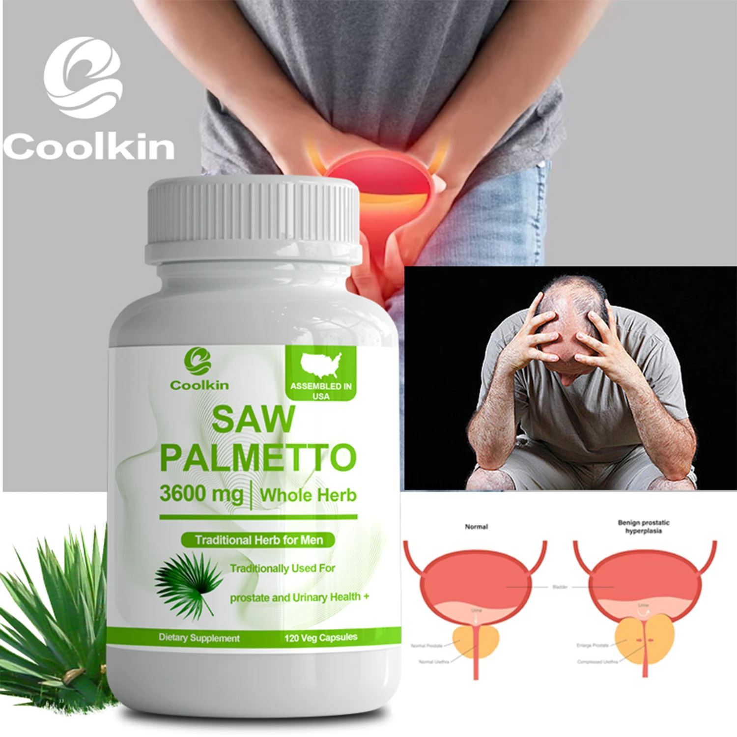 

Saw Palmetto Extract - Hair Loss Relief, Hormone Balance, Prostate Health, Urinary Tract Support - 120 Capsules