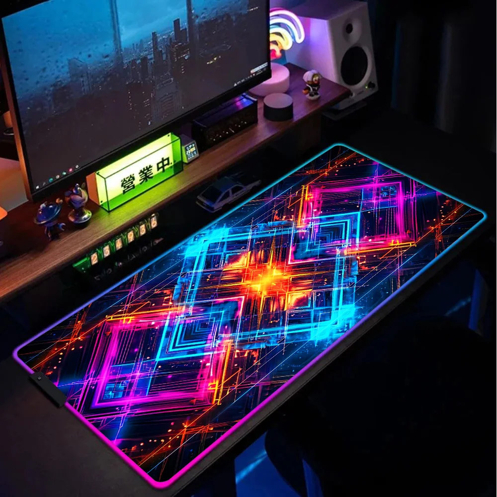 

Neon Geometric Energy Matrix Xxl Mouse Pad 900x400 Mousepad Rgb Cheap Pc Gamer Cabinet Setup Gaming Accessories Desk Mat Deskmat