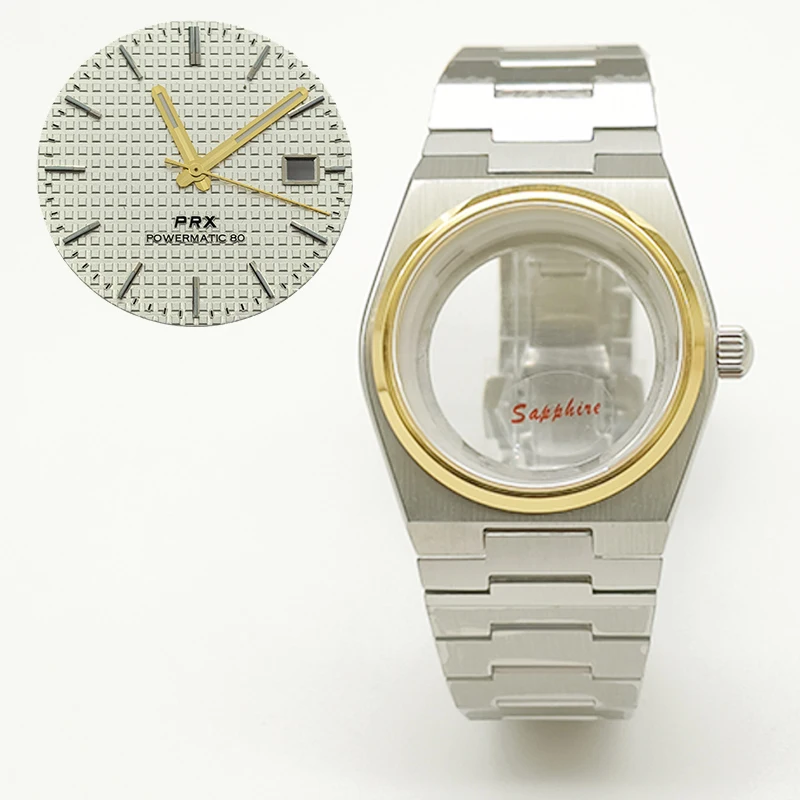 

Gold 40mm PRX Super Player Watch Case Sapphire Glass For NH35 NH36 NH38 7S26 4R Movement Multi-Color Dial Hands watch Parts