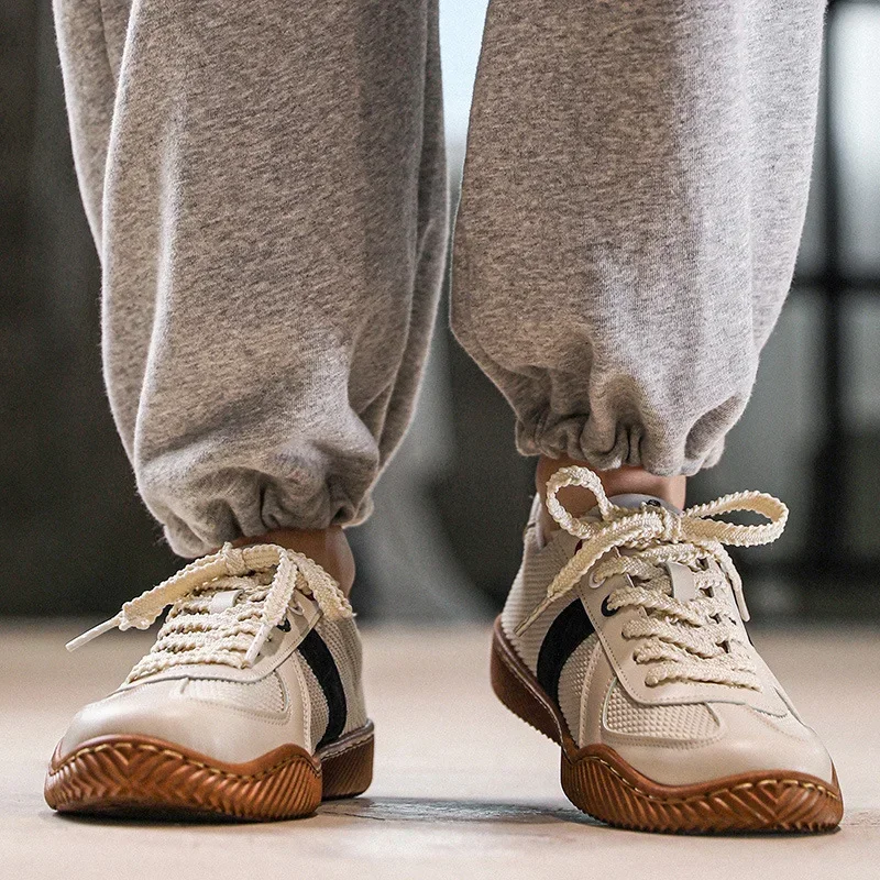 

Vintage Patchwork Mesh Casual Men's Large Size Lace-up Patchwork Color Comfortable Breathable New Wearable Sports Shoes