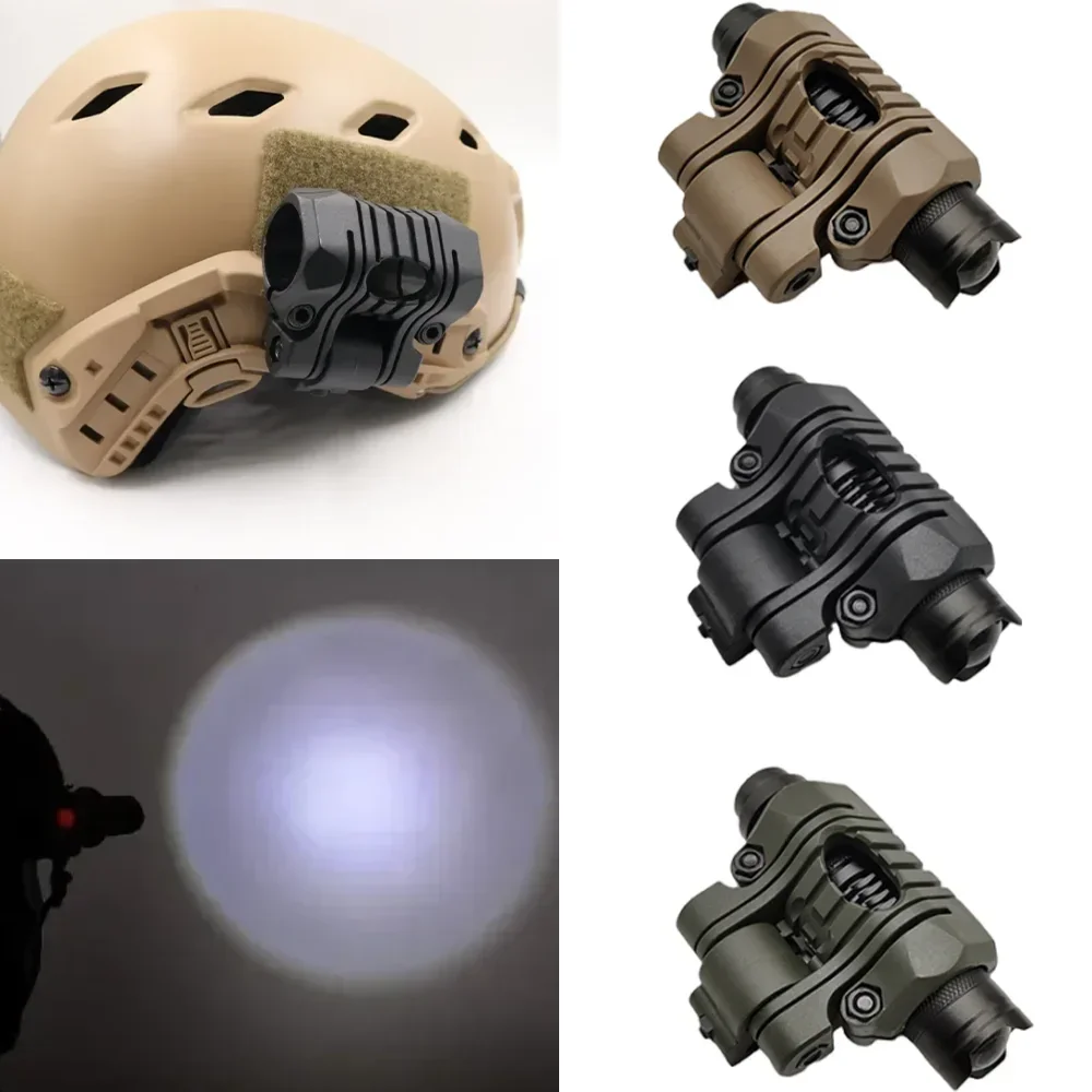 

Tactical Helmet Flashlight Rail Hunting Quick Release Adjustable Mini Torch Jig Outdoor Sports Night Ride Camping Running