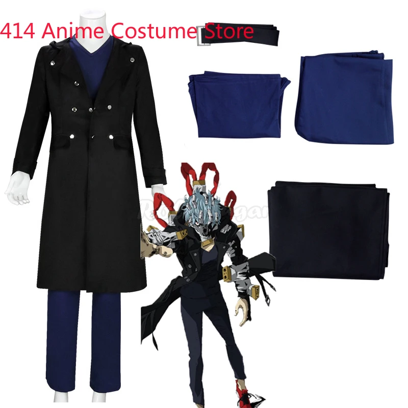 Anime Cosplay Shigaraki Tomura Black Trench + Pant Sets Men Halloween Carnival Show Costume C179M251