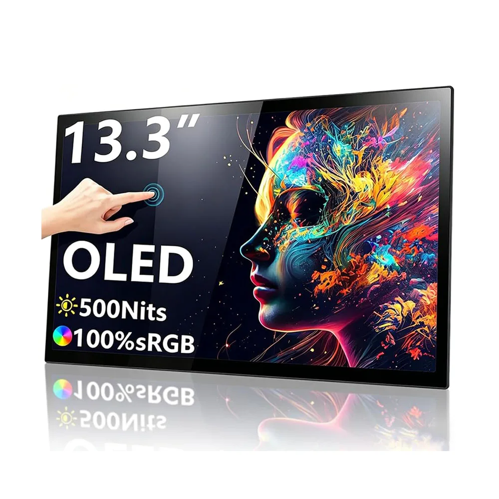 

MAFNKOU 13.3-inch Portable OLED Monitor Touch Screen Laptop Extender 1920x1080P 100%DCI-P3 100000：1 Office Travel Display