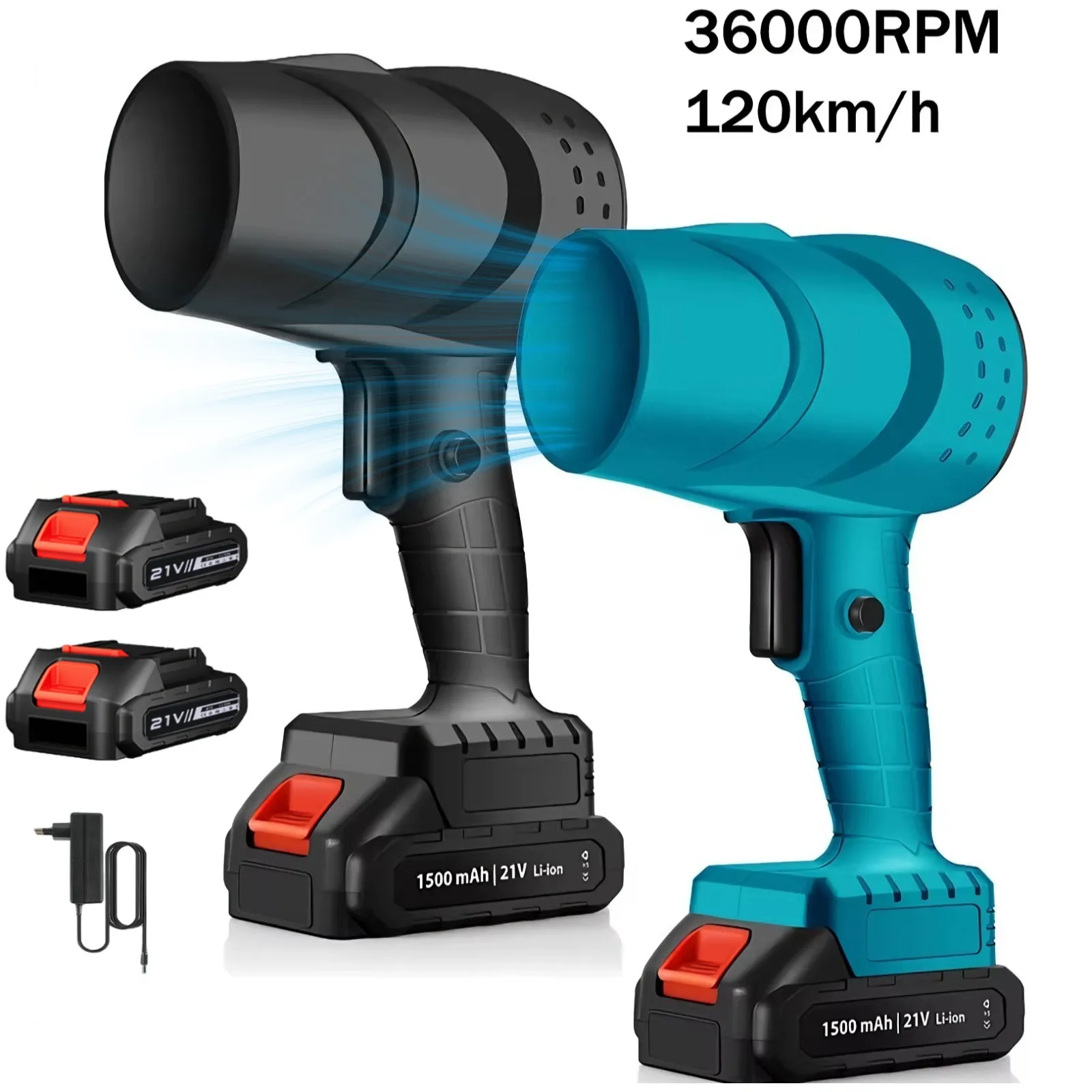 Elektrischer Turbo-Lüfter 120km/h 36000RPM Leistungsstarker Ventilator Kabelloser Auto-Trockner Schnee- und Laubbläser Staubreiniger Jet-Lüfter für 21V Akku