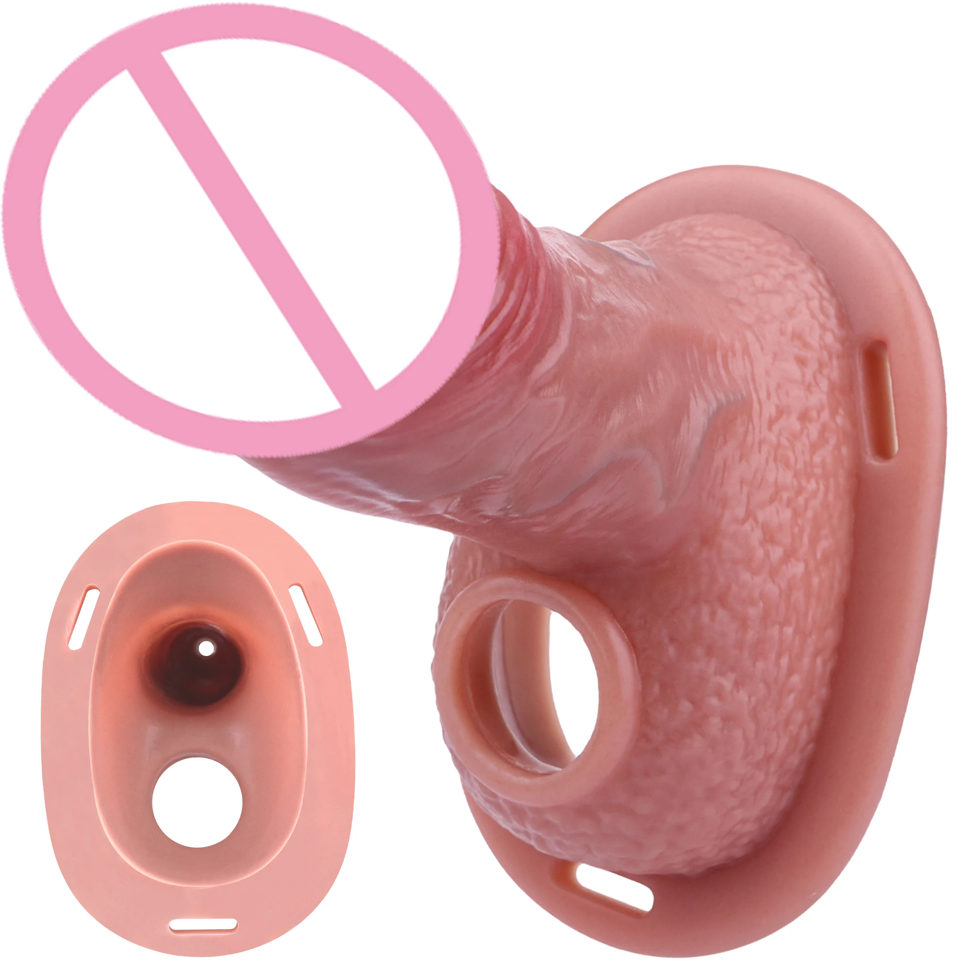 SHAZ Wearable Silicone Penis Sleeve Hollow Extension Harness Design with Cock Ring Support Flexible Girth Enhancer Cover for Men