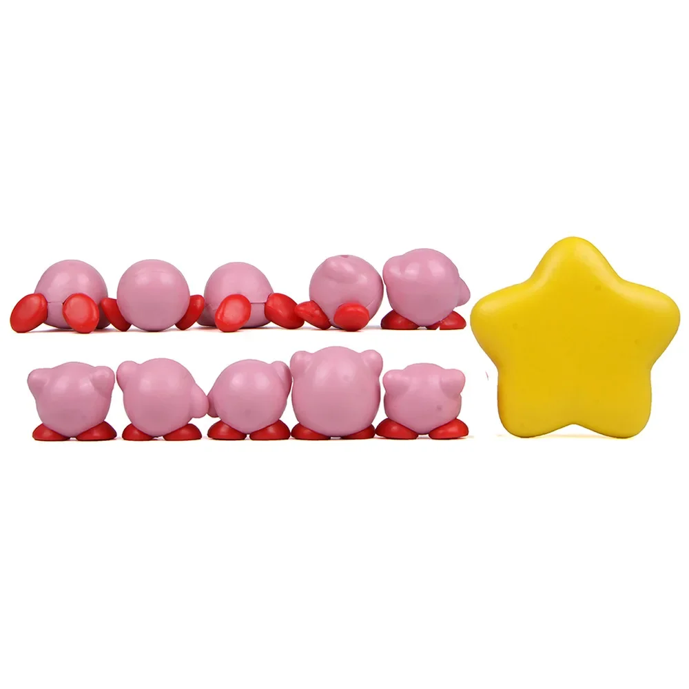 11 Pcs/Set Mini Kirby Action Figures Kids Toys Anime Kawaii Stackable Collection PVC Model Cute Christmas Gifts for Children