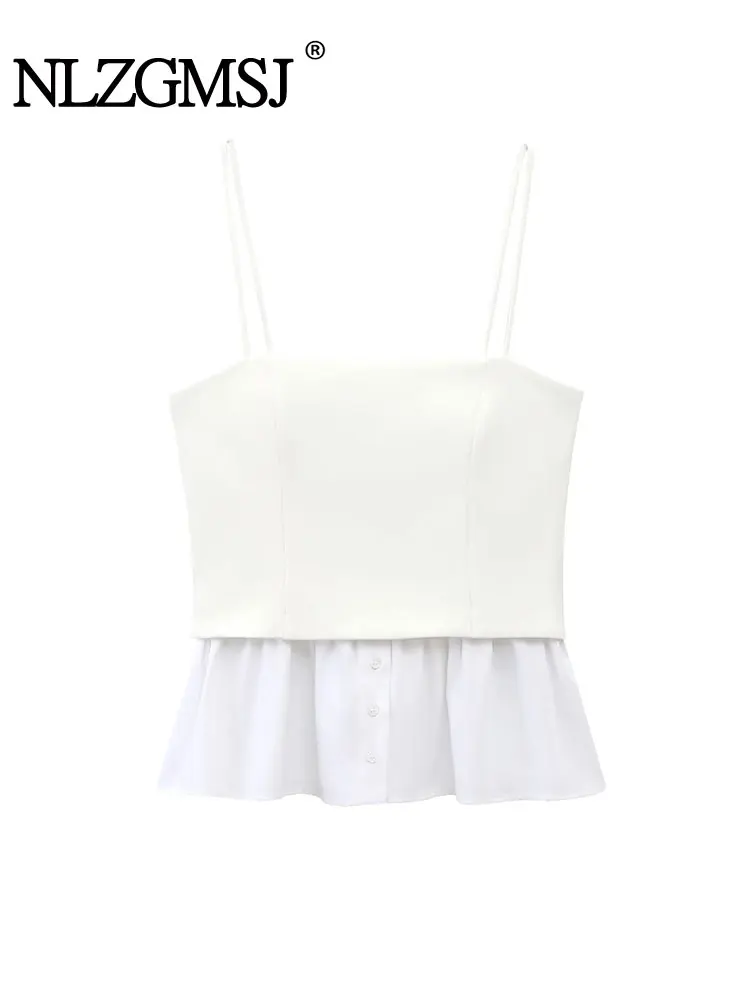 

2025 Summer Sexy Club Chic Casual Women Tops Solid Zipper Backless Sleeveless Vest Fashion Cami Patchwork Tops