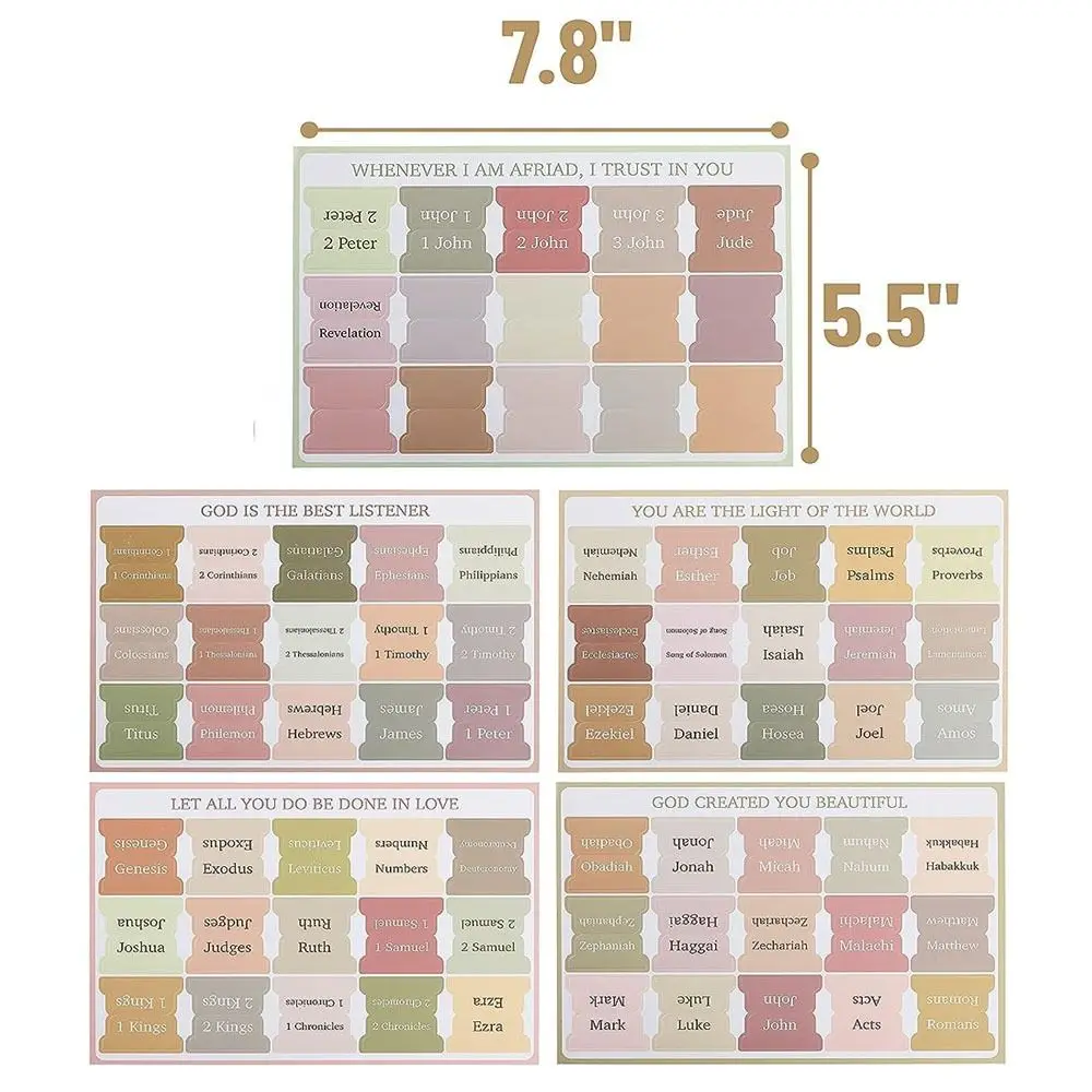5 sheet/set Sticky Notes Bible Index Tabs Studying Bible Boho Theme Laminated Bible Tabs Index Tabs Stickers Index Memo Pads