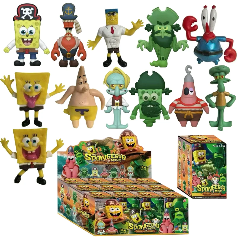 

12pcs/setblind boxAnime Spongebobed Patricks Action Figure Collection Model Toys Cartoon Room Decoration Kids Birthday Gift