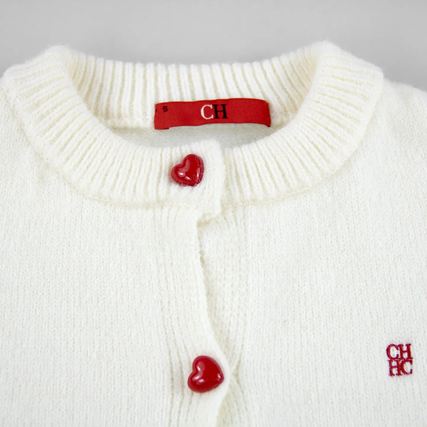 CH Mädchen Strick-Cardigan-Pullover mit langen Ärmeln, Herzknopf-Pullover, süßer, lässiger Schulstil für Kinder, Herbst- und Winterkleidung – Detail 4