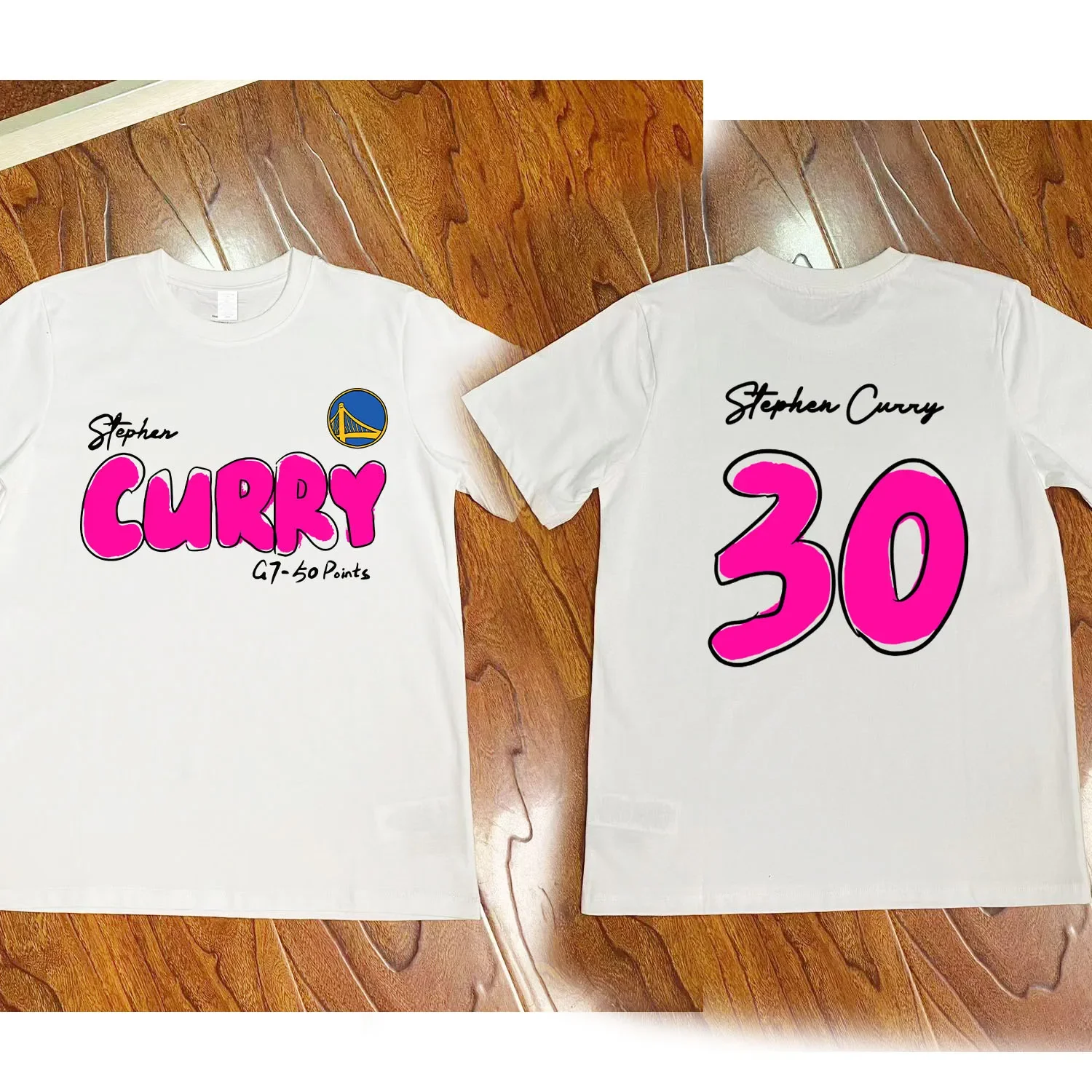 Preppy Steph Curry Youth Cotton Wide Neckline No Distortion Cotton Basketball Short Sleeve New Pure Cotton Print Super Elastic