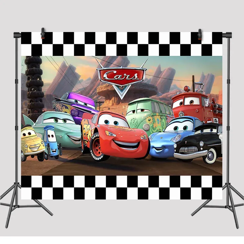 Disney Cars Mcqueen Backdrop Photography Vinyl Backdrops Birthday Party Decoration Christmas Background for Photo Studio NO DIY