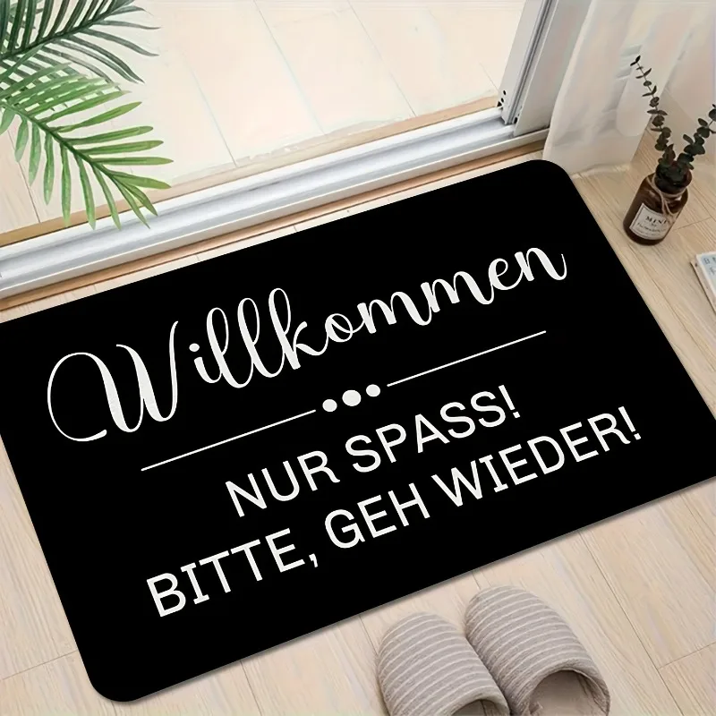 

Humorous German Phrase "WELCOME NUR SPASS!" Non-Slip Door Mat, Entry Mat for Living Room, Bedroom, Kitchen, Office, Decor Item