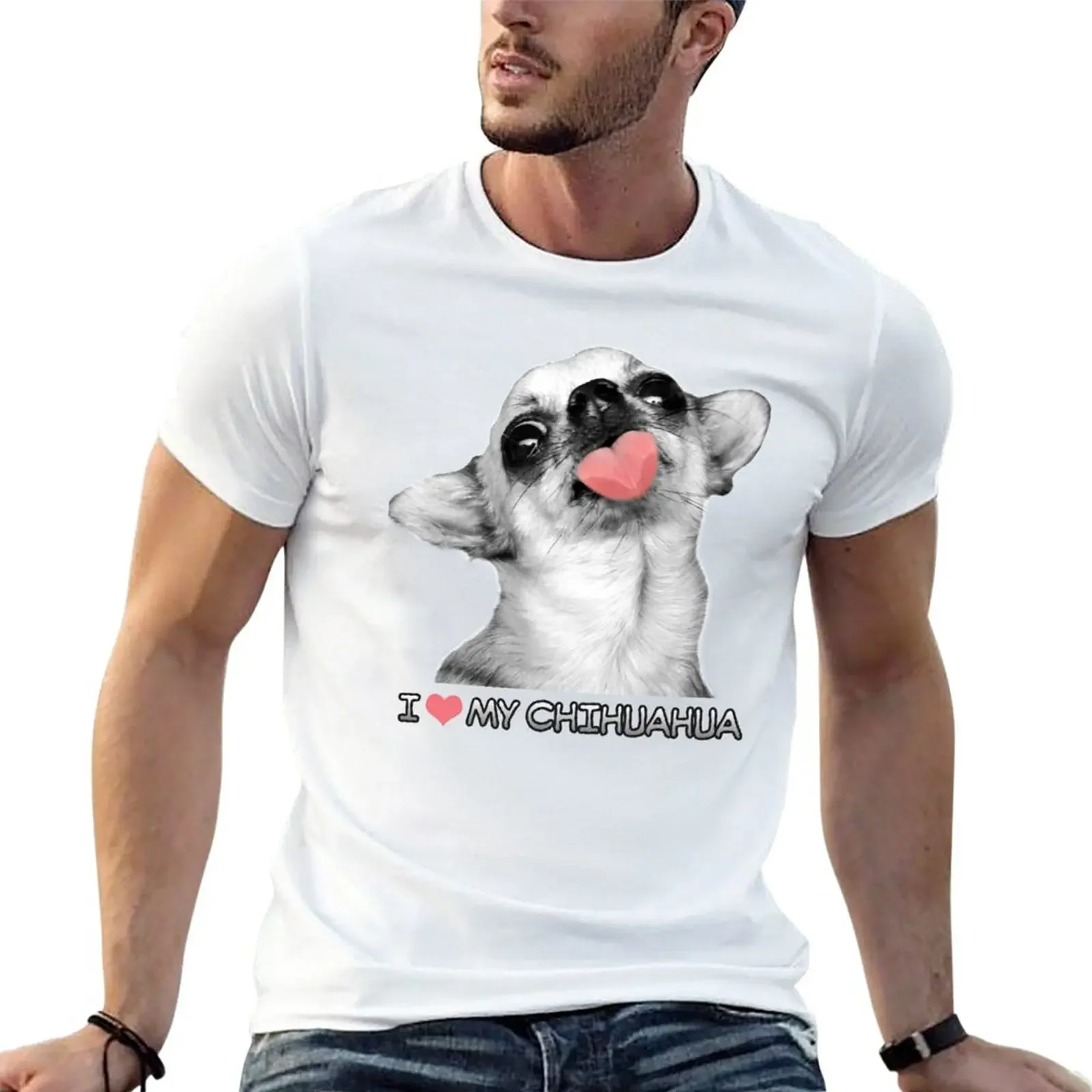 I LOVE MY CHIHUAHUA T-Shirt summer clothes customs Blouse Short sleeve tee men