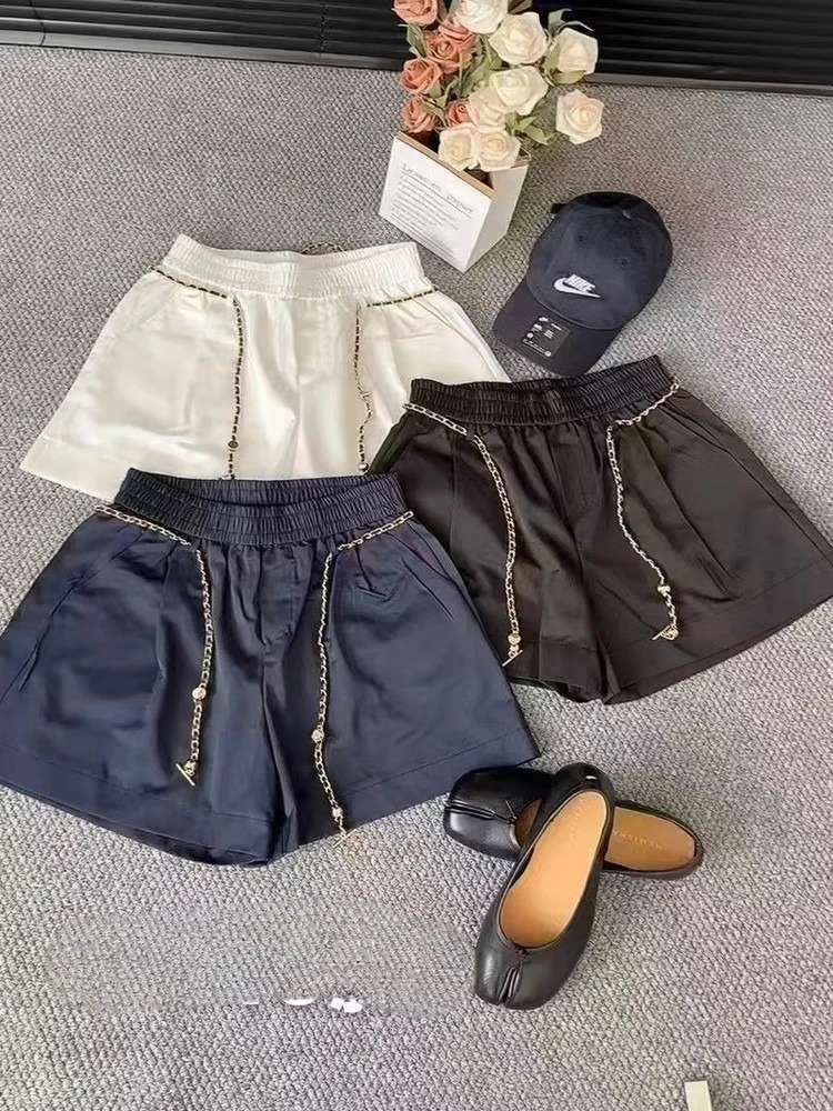 High-End-Casual Petite Elegante Damen-Hose mit geradem Bein, 2025, neuer Stil, lockere Passform, Shorts mit hoher Taille, Sommerkollektion