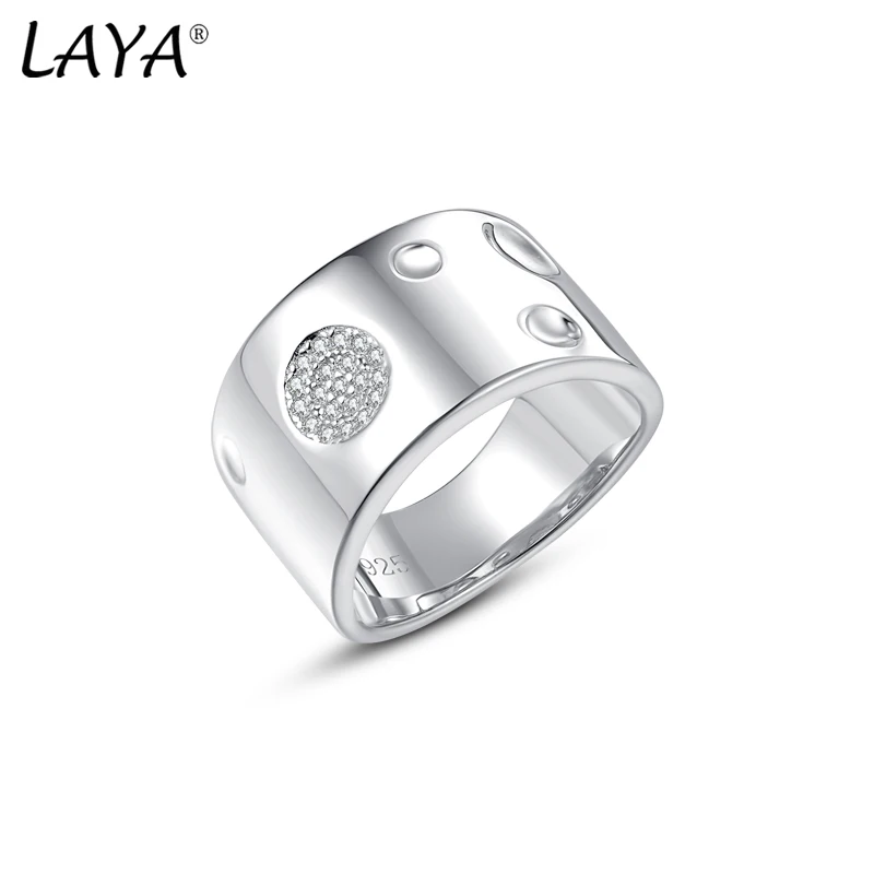 

LAYA Wide Ring For Women Men Large Circle Small Circle Decoration Creative Geometric 925 Sterling Silver Fine Jewelry 2022 Trend