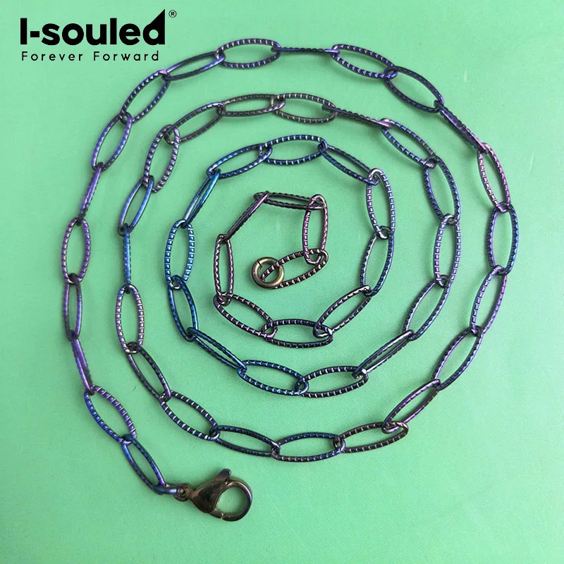 4.5mm pure titanium horizontal flat O-chain colored necklace, lightweight, waterproof and corrosion-resistant