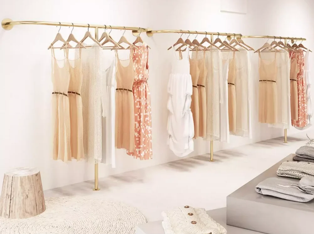 

Clothing store display rack, women's clothing wall mounted clothing rack