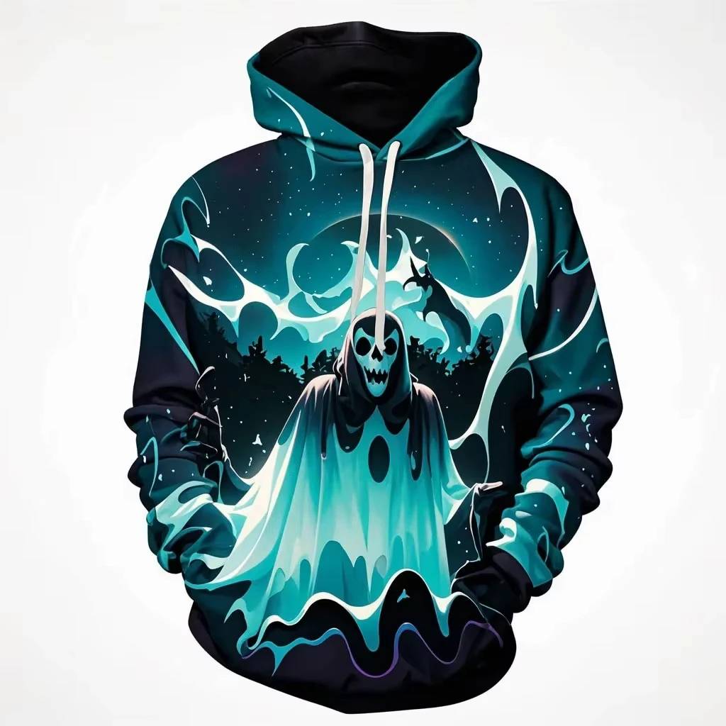 

Adult Halloween grab peripheral plush men's casual fashion versatile sweater digital printing 3D hooded sweater,,