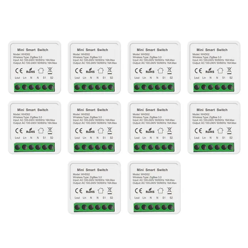 T23C 10PCS 16A Smart Light Switch Wifi Module 2 Way Control Works With Tuya Smart Life Alexa Google Home