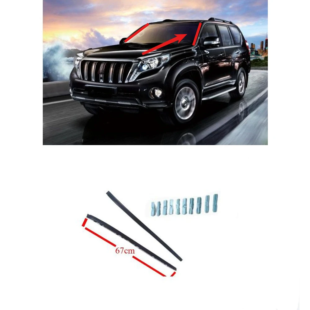 12 Pieces Outside Front Moulding Belt Line for LC150 Front Windshield Side Rubber for Land Cruiser Prado LC150 2010-2022  67cm