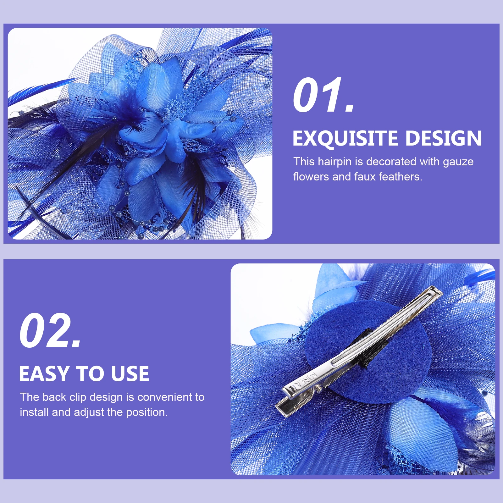 

1pc Bridal Hairpin Gauze Hair Clip Elegant Party Headdress Creative Woman For Masquerade Ball Stage Festival Photo