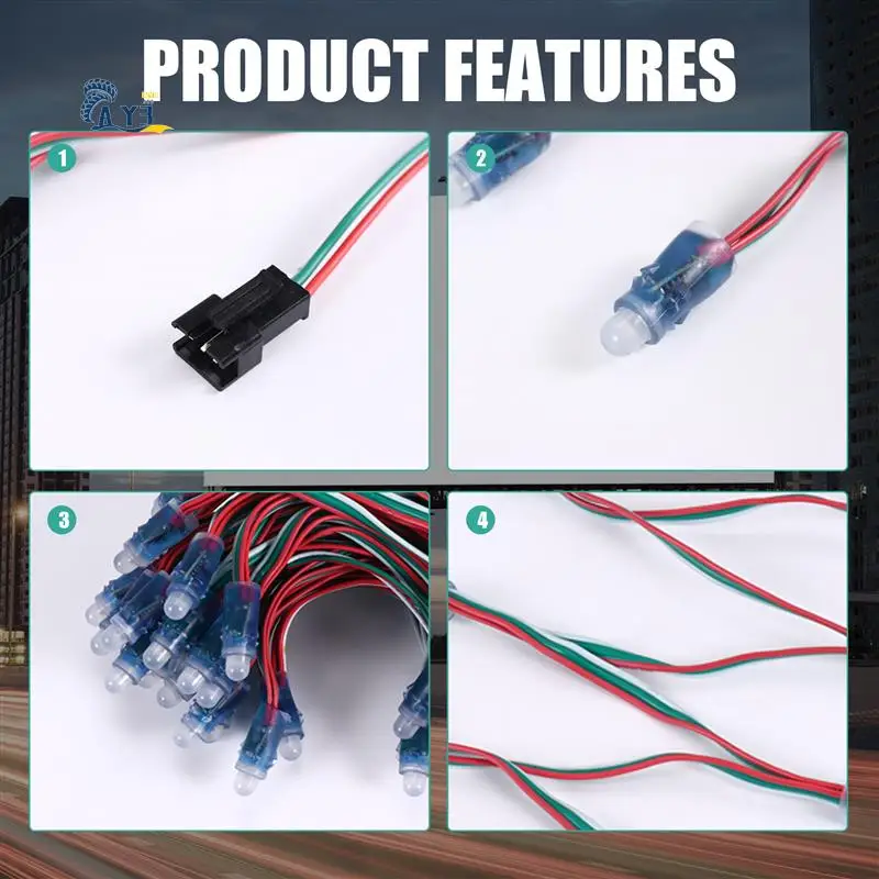 AY03-50Pcs WS2811 LED بكسل ضوء سلسلة الإعلان صب مقاوم للماء كامل اللون مثقب ضوء 12 مللي متر تيار مستمر 5 فولت