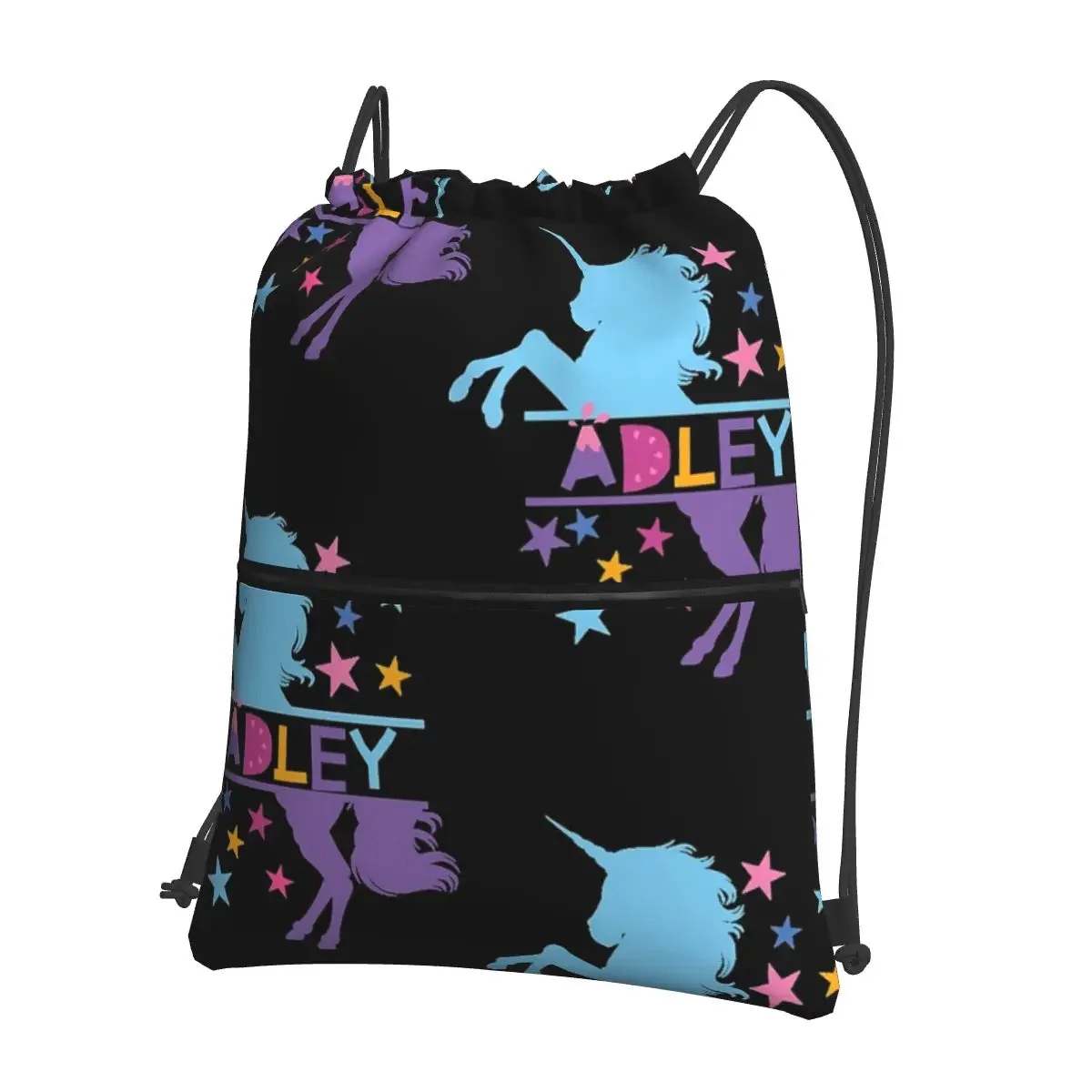 Saco de cordão Adley Unicorns para crianças, bolso multifuncional, sacos de armazenamento para viagem, esporte, homem, mulher