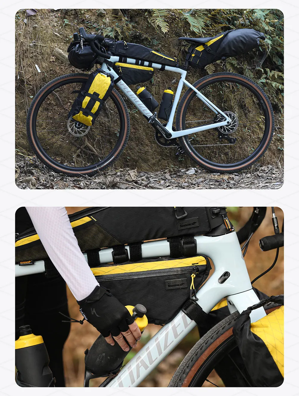 Rhinowalk Fahrrad-Rahmentasche, 1,7 l, dreieckige Fahrrad-Unterrohrtasche, spritzwassergeschützt, MTB-Straßenfahrradtasche, vermeiden Sie die Beinstütze, 1,5 l Wasserbeutel – Detail 20