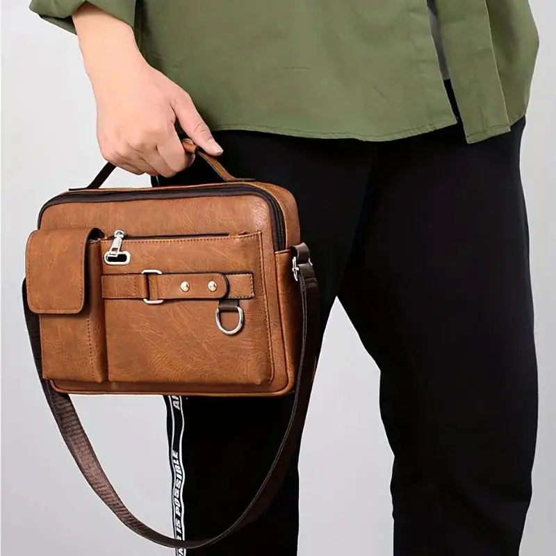 Vintage Crossbody Messenger Bag, Large Capacity Shoulder Bag, Casual Business Handbag & Satchel Purse