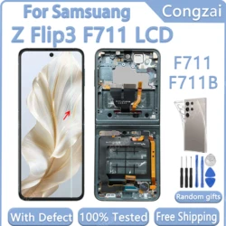 100% Tested  Screen For Samsung Z Flip3 Display LCD SM-F711U F711B F7110 F711 With Defect Display Touch Screen Assembly