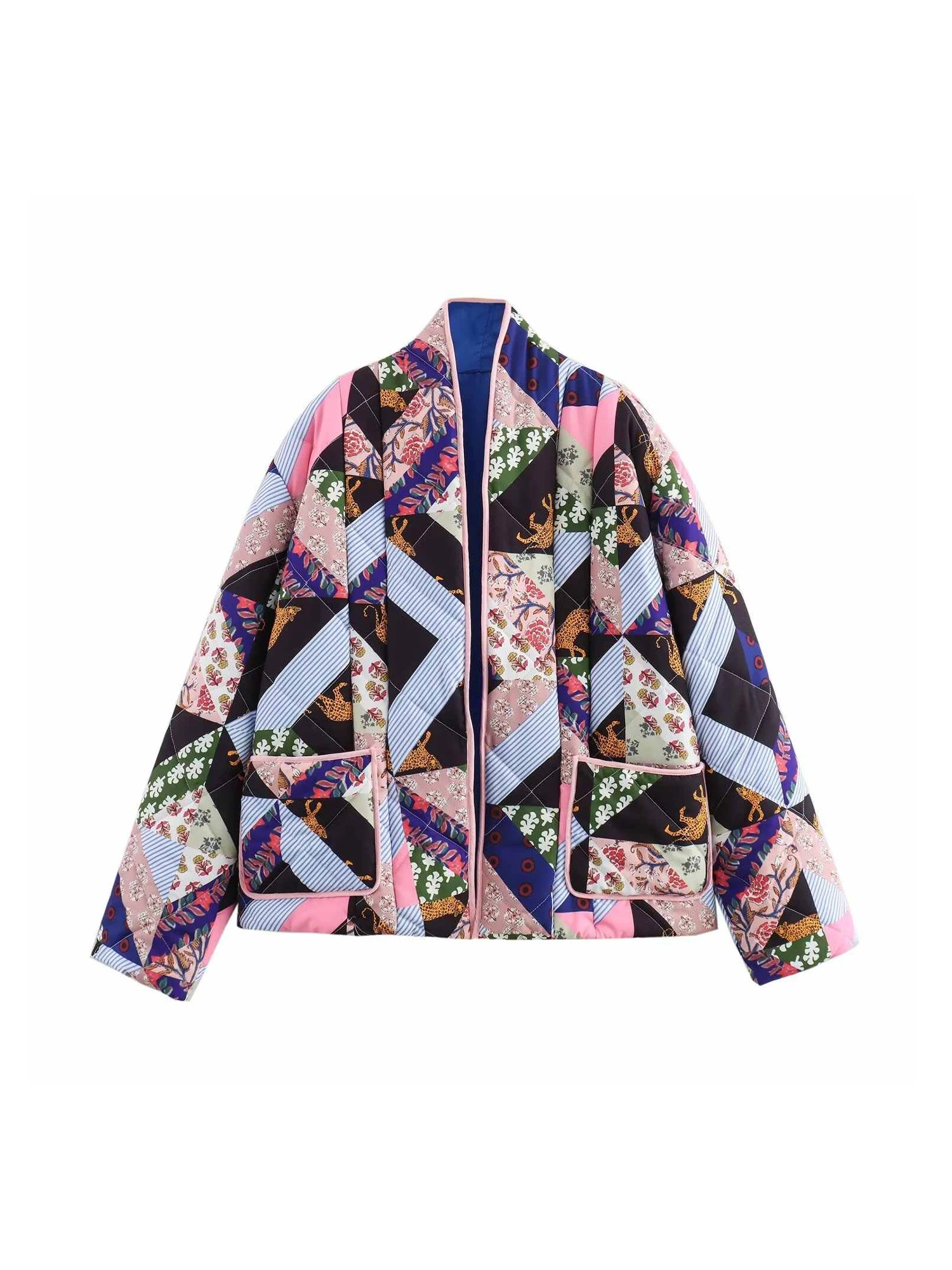 

Женская стеганая куртка в стиле пэчворк с цветочным принтом, теплая утепленная куртка-парка, верхняя одежда в стиле Харадзюку, винтажная зимняя одежда 2000-х годов